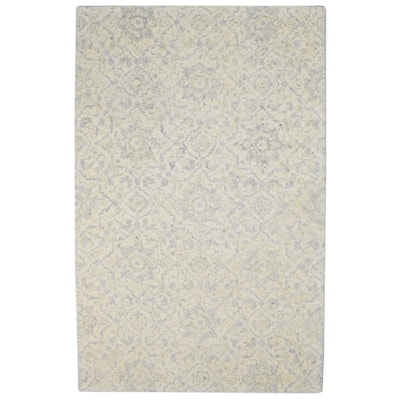 One of a Kind Hand-Tufted Modern & Contemporary 5' x 8' Floral & Botanical Wool Beige Rug - 5'0"x8'0"
