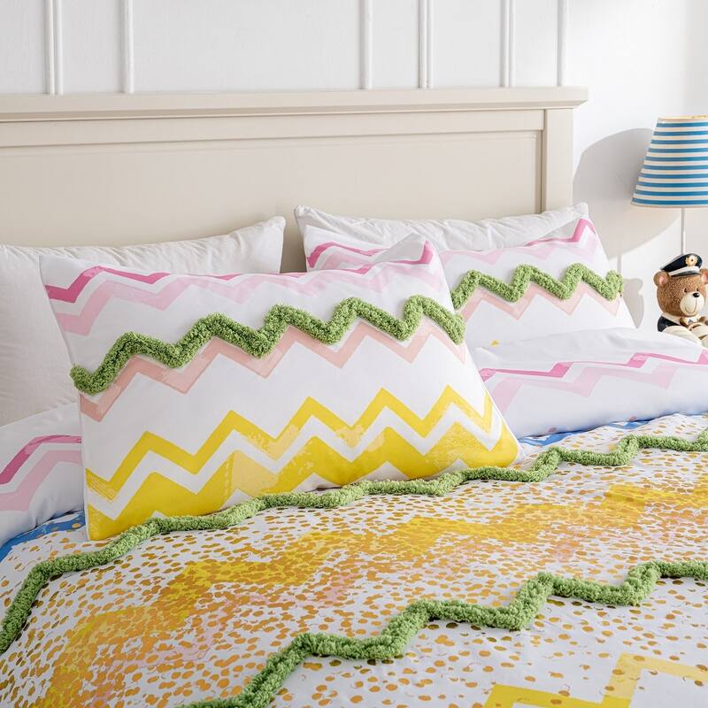 WHOLINENS Microfiber Foil Printing Tufted Comforter Set 3 Pieces