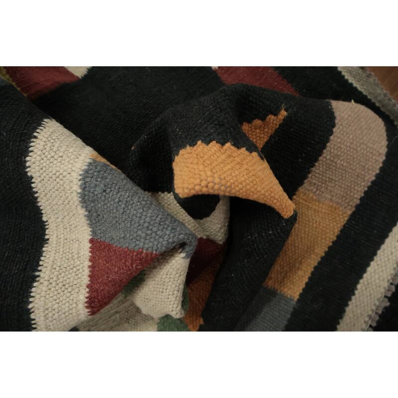 Hand Woven Oriental 100% Wool Carpet Southwestern Modern Multi-Colored Kilim Area Rug - 9' 1'' X 8' 4''