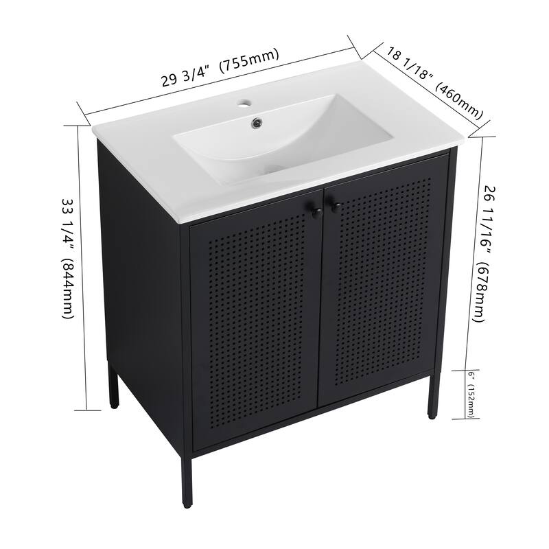 Bathroom Vanity With Sink In 30 Inch, Freestanding Bathroom Vanity With Soft Close Door