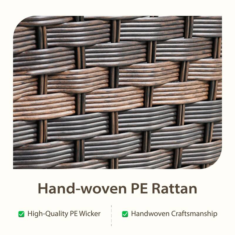 Cavira 5-Piece Outdoor Patio Brown Wicker Conversation Set with Olefin Cushions