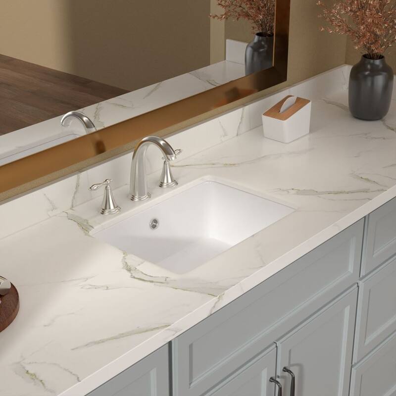 Lordear 18 Inch Undermount Bathroom Vessel Sink Modern Pure White