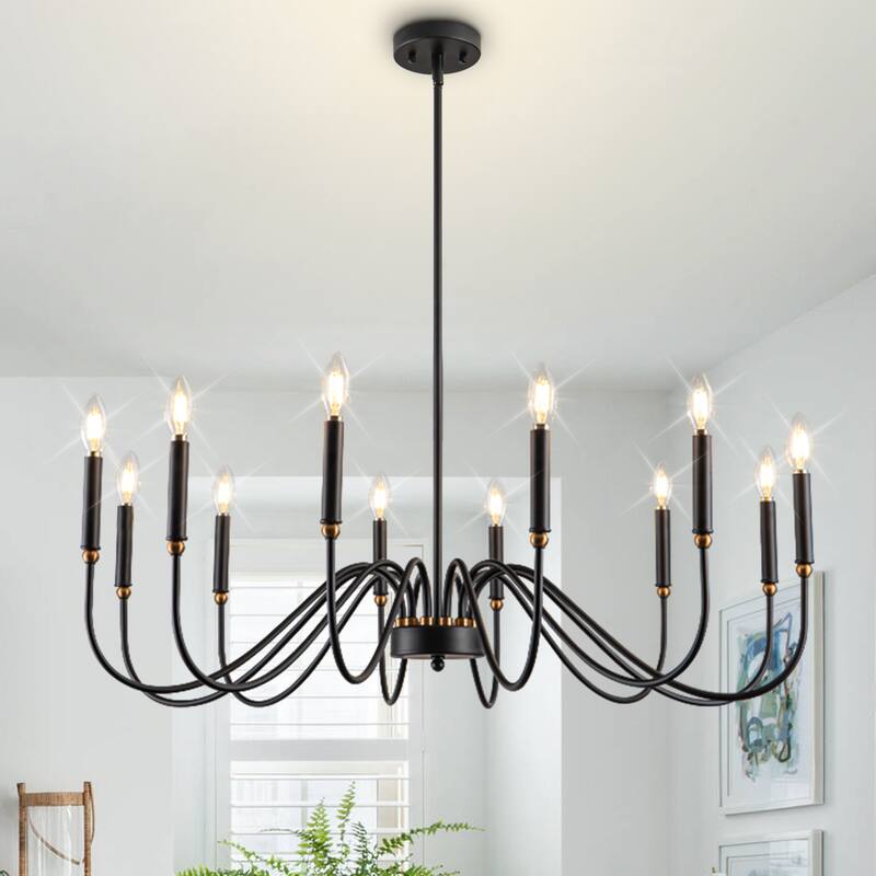 12-Light Candle Chandelier Dimmable Classic/ Traditional Chandelier for Living Room
