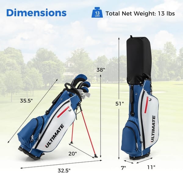 dimension image slide 1 of 2, Men's Complete Golf Clubs Package Set 10 Pieces Includes Alloy Driver - See Details