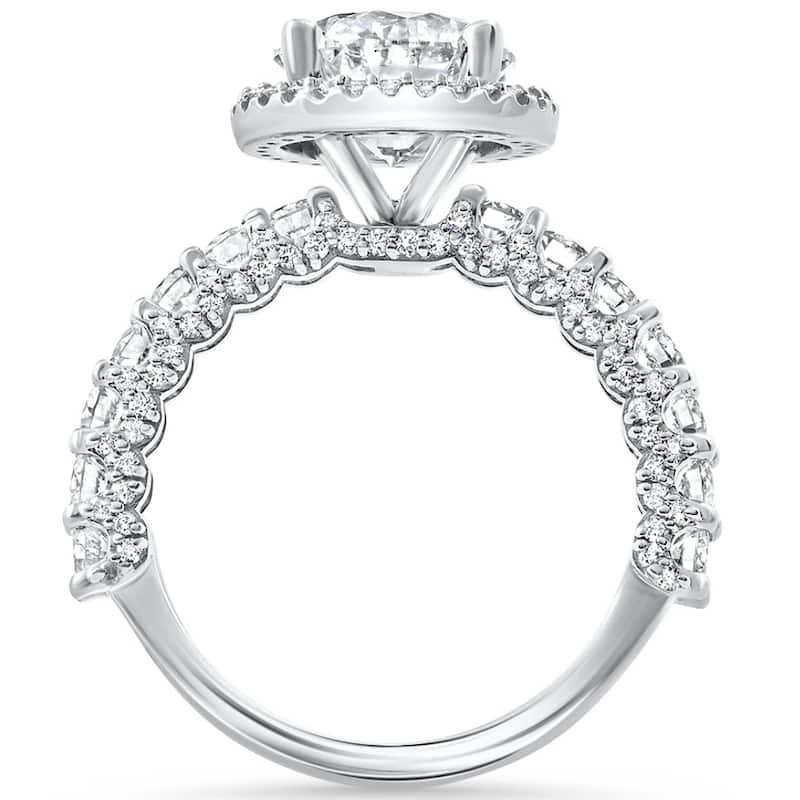 Certified 3.52Ct Pave Round Diamond Engagement White Gold Lab Grown