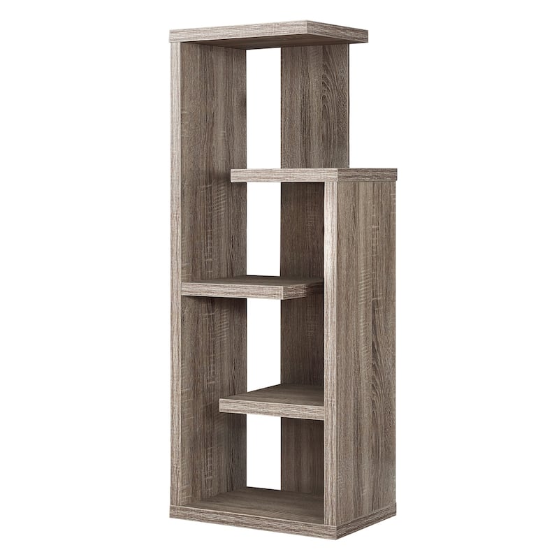 69-Inch High Ladder Style Bookcase with 4 Shelves and 2 Storage Drawers in Grey Finish for Modern Storage - 48