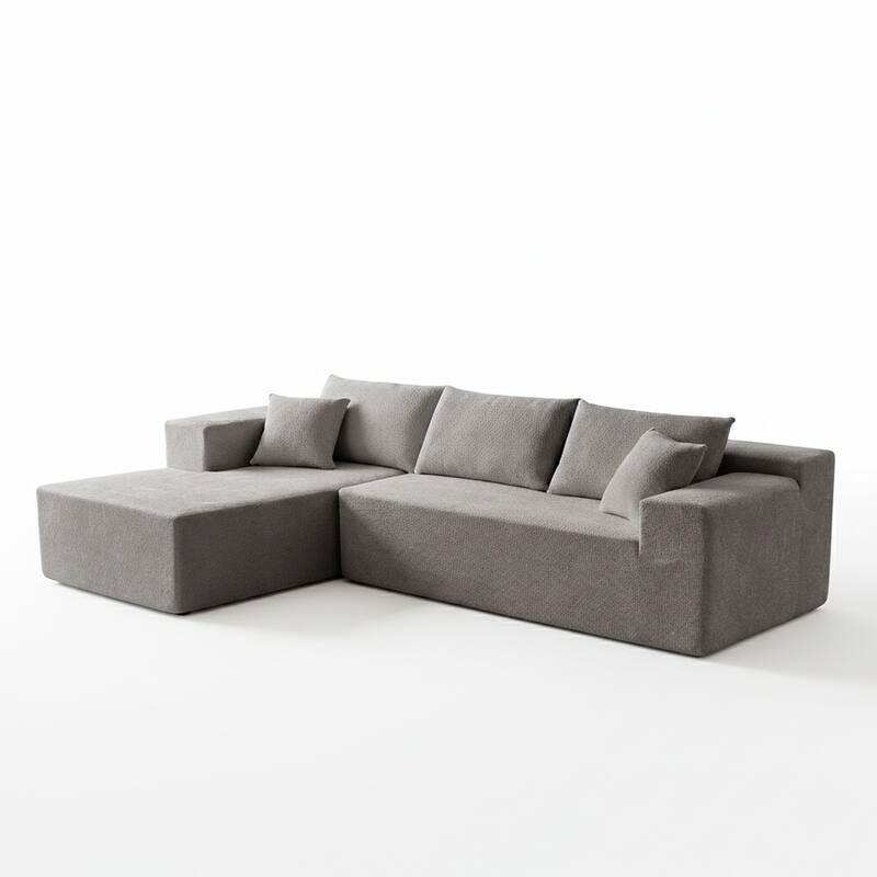103.54" L-Shaped Modern High-Density Sponge Velvet Modular Sectional Sofa with Chaise & Pillows