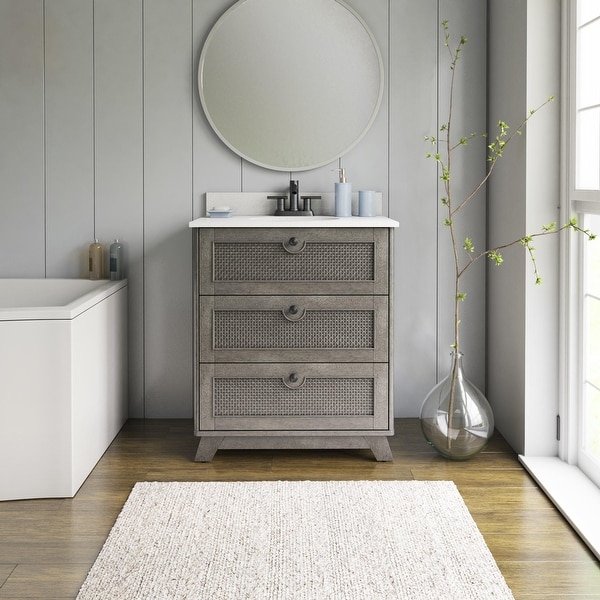 30" Single Bathroom Vanity with Textured Drawers
