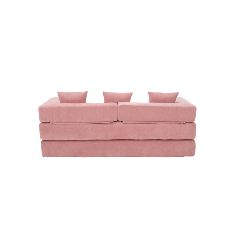 Queen Foldable Sofa Bed, 6-in-1 Convertible Sleeper Sofa with Mattress, Chaise Lounge Loveseat with Removable Cover
