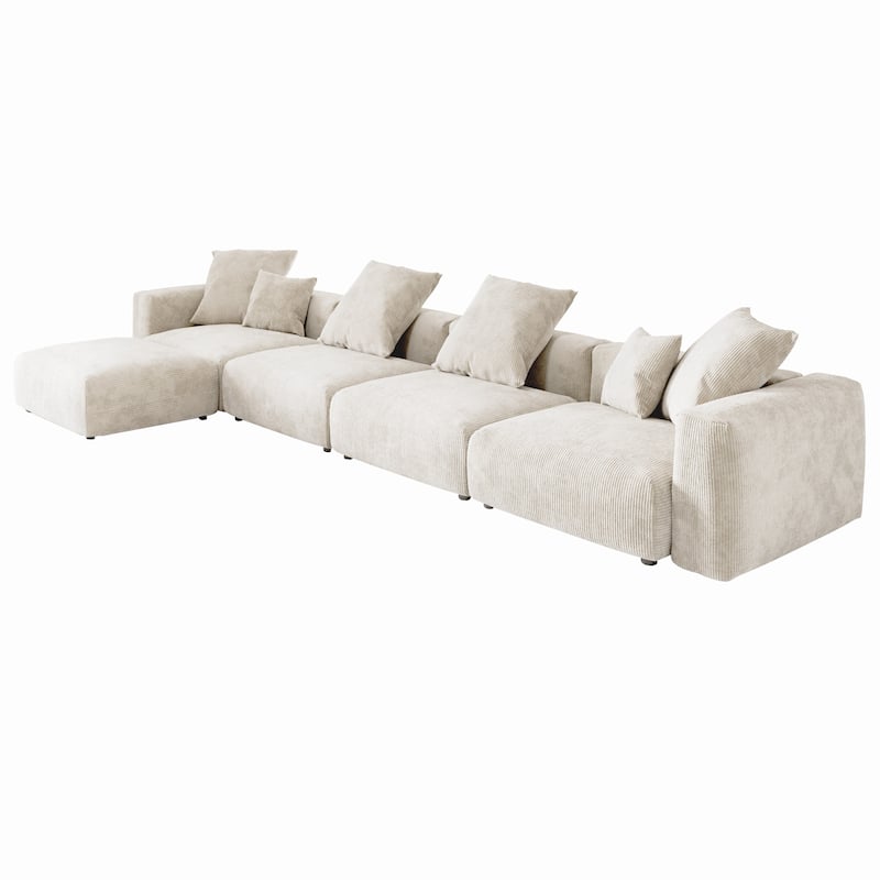 181''Oversized Corduroy Sectional Sofa Couch with Ottoman, L Shaped Convertible Couch Deep Seat Couches for Modern Living Room
