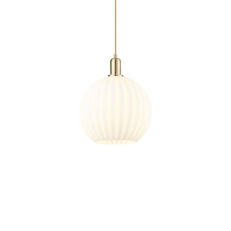 Innovations Lighting 716-1P-15-12 White Venetian Pendant White - Champagne Bronze / White Venetian