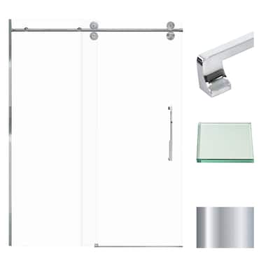 Teegan 59 in. W x 80 in. H Sliding Semi Frameless Shower Door with Fixed Panel with Clear Glass - 56.5-59-in W x 80-in H