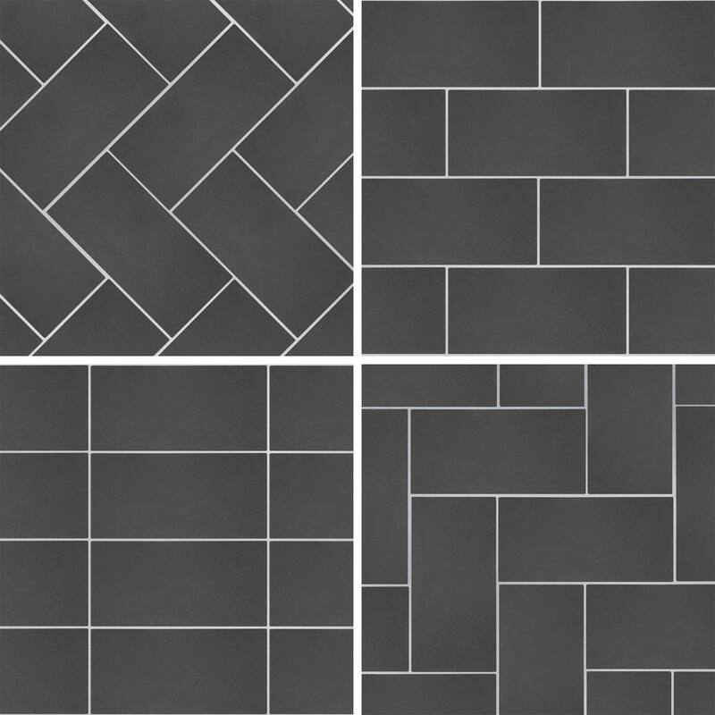 Merola Tile Piscina Glossy Black 9-5/8" x 19-1/2" Porcelain Floor and Wall Tile