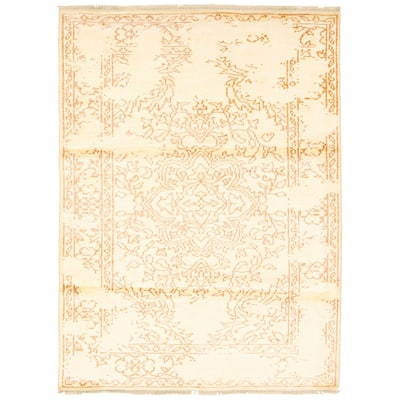 ECARPETGALLERY Hand-knotted Jules Ushak Light Yellow Rug - 5'1 x 8'3
