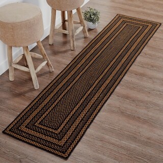 Black & Tan Jute Rug/Runner Rect w/ Pad 24x96 - 2' x 8'