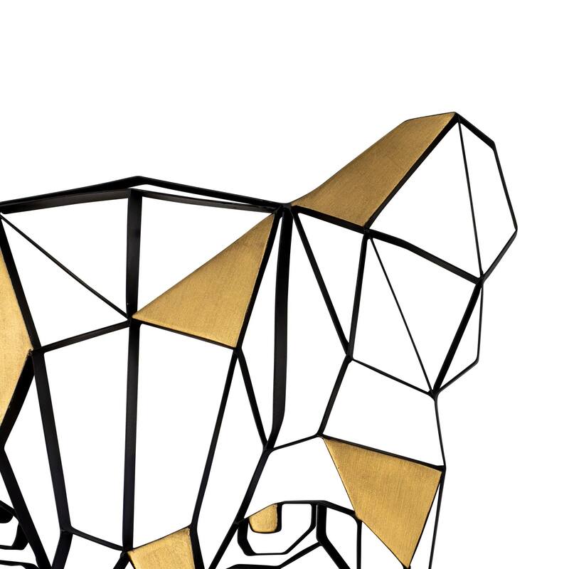 Geometric Animal Kingdom Lion Black and Gold Recycled Steel Wall Art