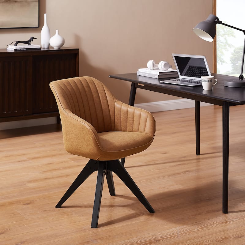 Art Leon Classical Swivel Office Accent Chair with Wood Legs