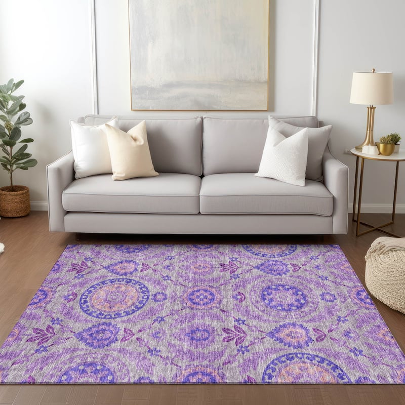 Machine Washable Indoor/ Outdoor Chantille Boho Suzani Rug