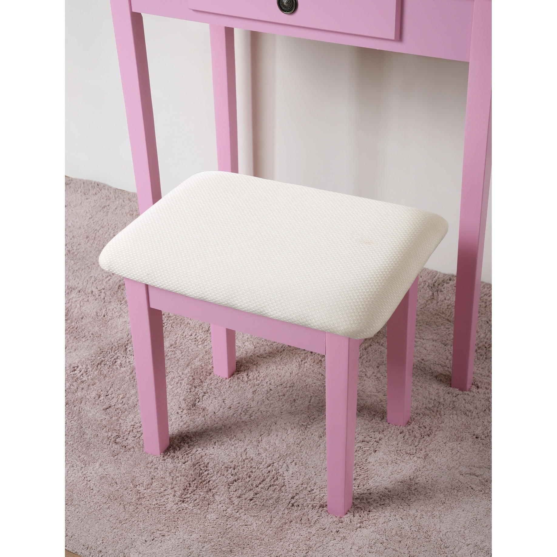 Roundhill Furniture Moniys Wood Moniya Makeup Vanity Table and Stool Set On Sale Bed Bath Beyond 19839097