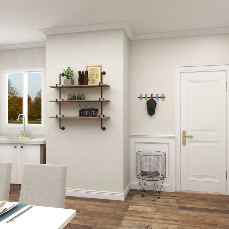 Brown Wood Hockey Stick 6 Hangers Wall Hook - 19 x 1 x 5