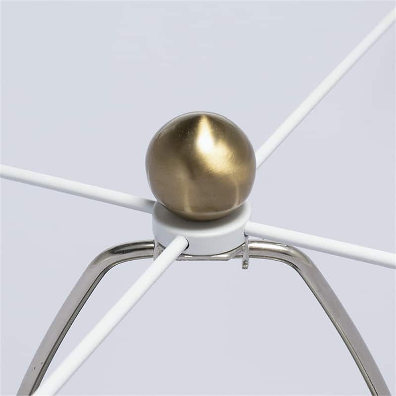 D15x26" White and Gold Thin Pyramid Table Lamp with Drum Shade