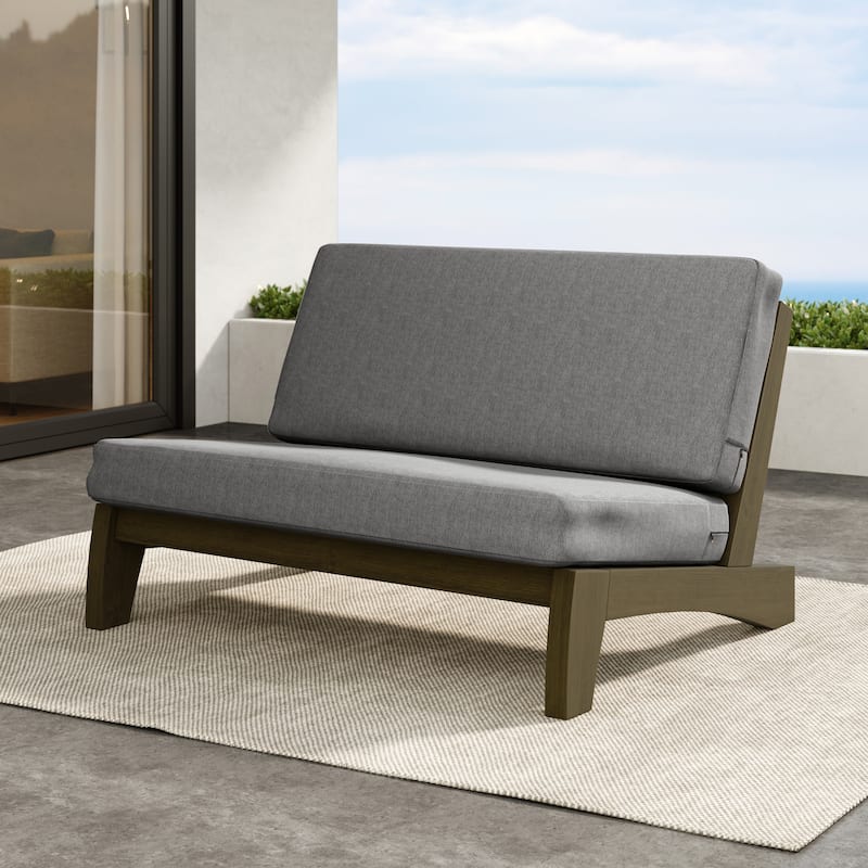 Outdoor Furniture Teak Wood Armless Loveseat Sofa With Cushion