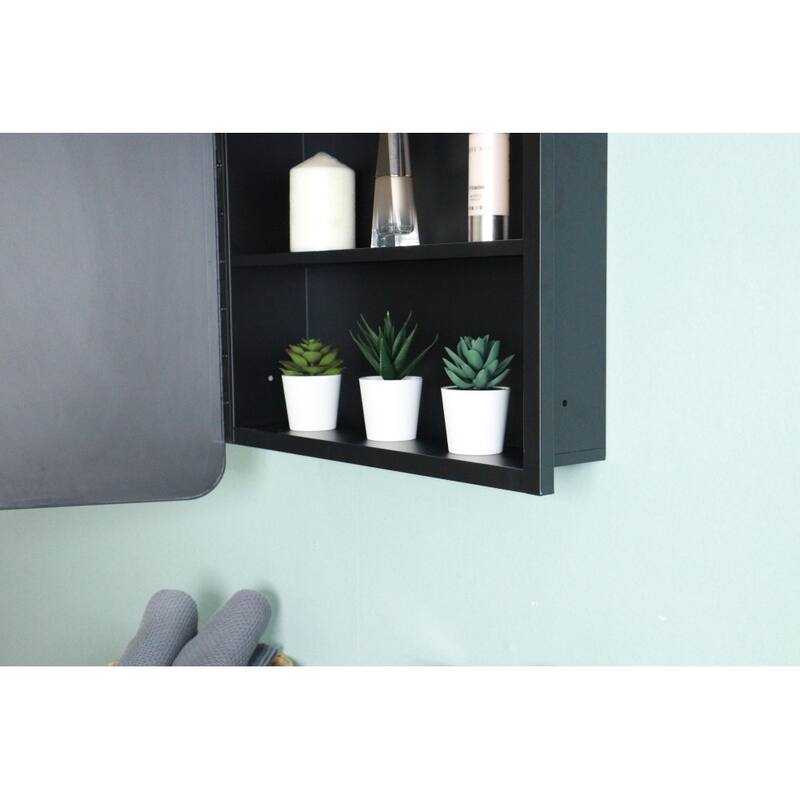 24 in. W x 30 in. H Rectangular Modern Metal Framed Wall Mount or Recessed Bathroom Medicine Cabinet with Mirror