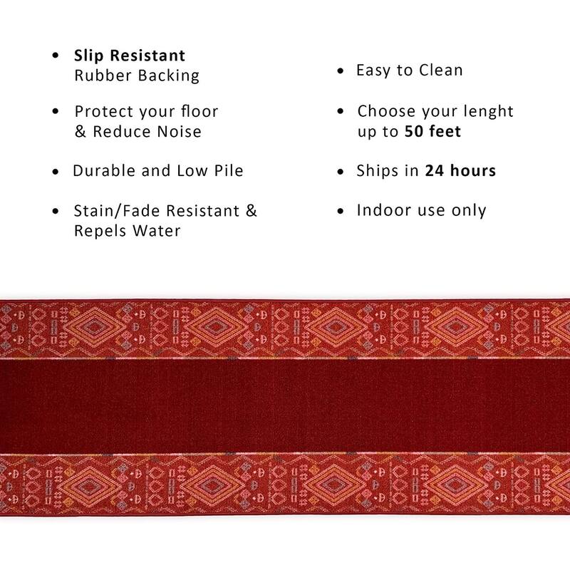 Custom Size Solid Design 31 Inch Wide Non-Slip Stair Runner Rug