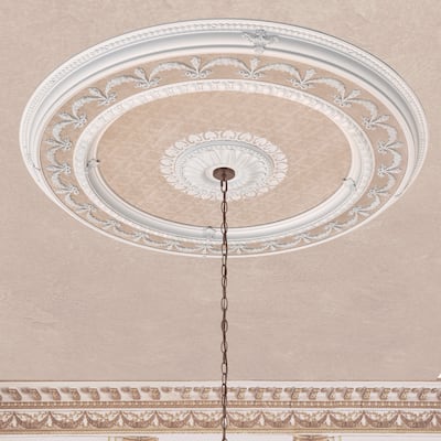 Blanco Wreath Round Chandelier Ceiling Medallion 63 - White