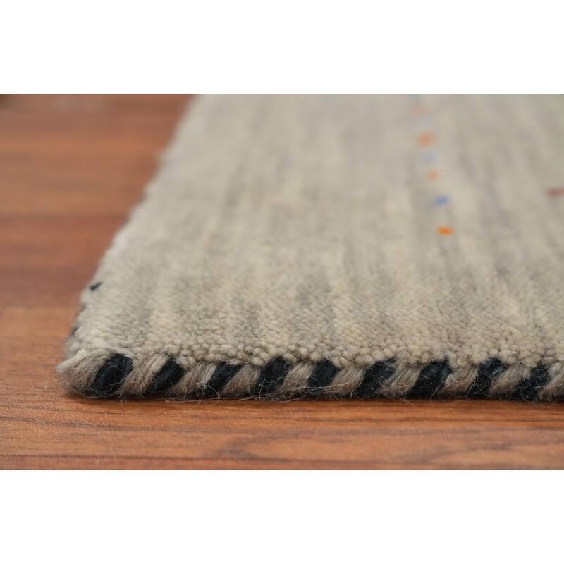 Hand Knotted Oriental 100% Wool Carpet Tribal Animal Pictorial Beige & Ivories Gabbeh Runner Rug - 4' 8'' X 2' 4''