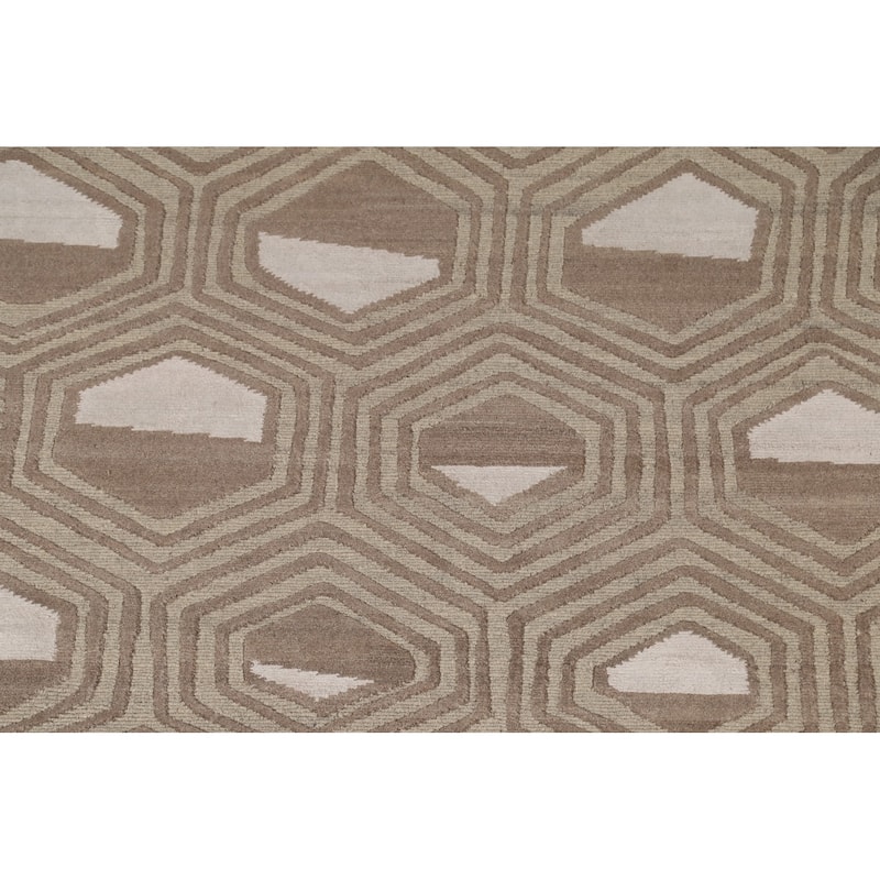 Geometric / Modern Area Rug Handmade Wool Carpet - 8'1"x 9'9"