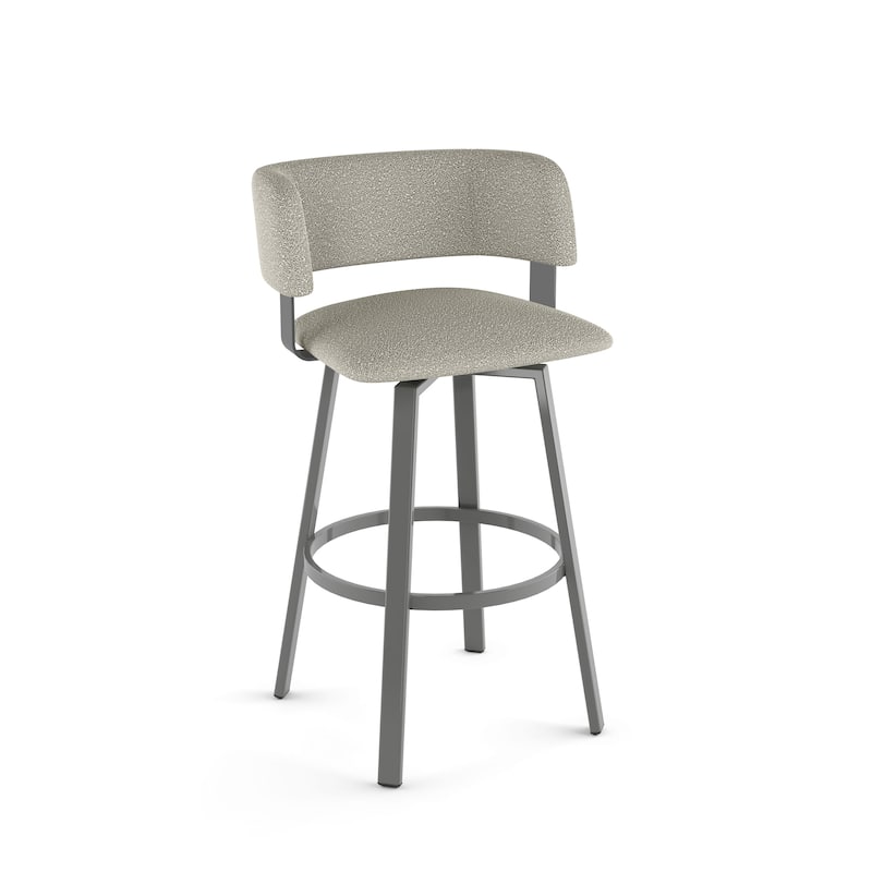 Amisco Stinson Swivel Counter Stool - Light Beige Grey bouclé polyester / Metallic Grey