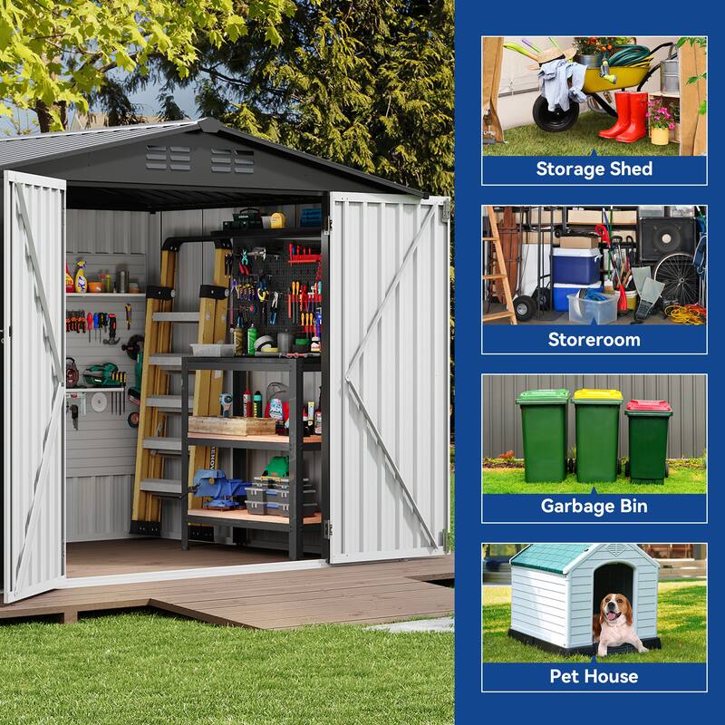 Moasis 8 ft. W x 6 ft. D Steel Storage Shed