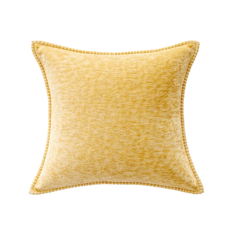 Textured Throw Pillow with Stitched Contrast Edge Set of 2 - Yellow