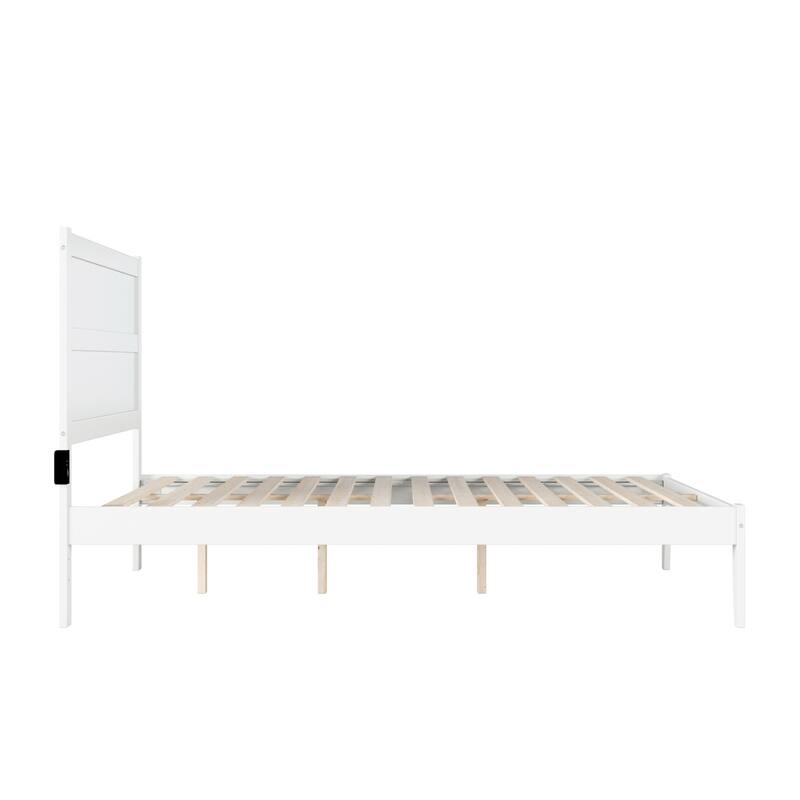 Rustic Romance Platform Bed - Solid Wood Frame, Modern Design, Charging Station Included