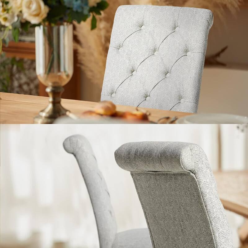 Tufted Parsons Upholstered Dining Side Chairs with Solid Wood Legs and Padded Seat
