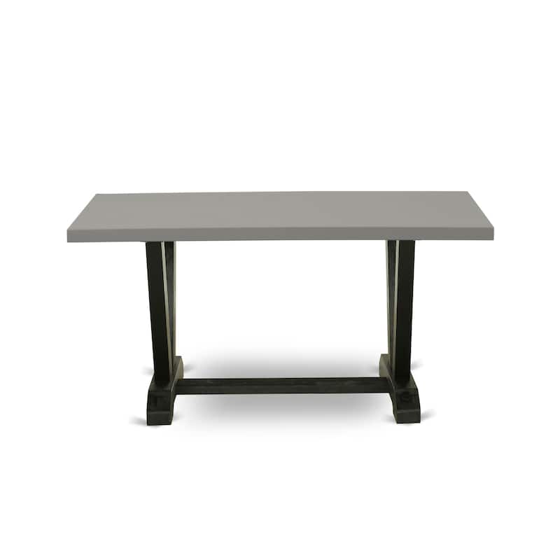 East West Furniture modern dining set - a breakfast table & Stackable Kitchen chairs - Wire-brushed Black(Pieces & Seat Options)