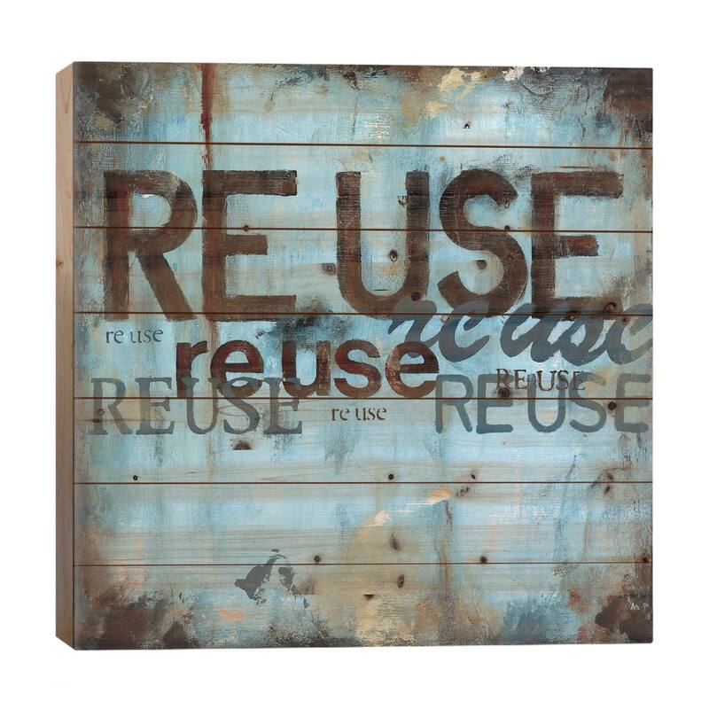 Reuse Print On Wood by Wani Pasion - Multi-Color - 26x26x1.5