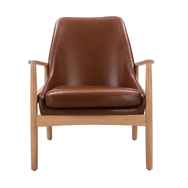 Roomfitters Mid-Century Accent Chair with Solid Wood Frame and High Backrest, Reading Armchair for Living Room