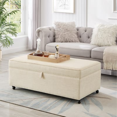 47'' Large Storage Ottoman with Wheels for Living Room