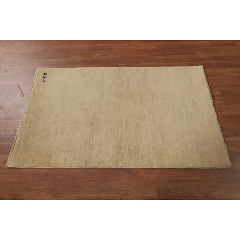 Gabbeh Modern Foyer Rug Handmade Solid Wool Carpet - 2'8"x 4'1"