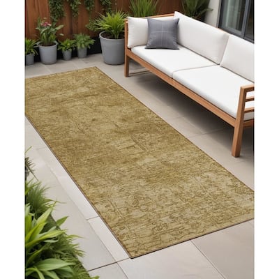 Haro Modern Art-Inspired Weather Resistant Blended Style Runner Outdoor Rug - 8' Runner