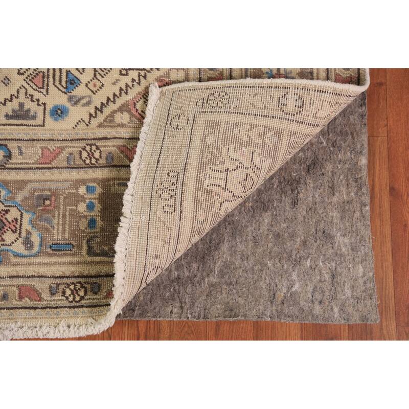 Tabriz Persian Rug Hand-Knotted Oriental Beige Wool Carpet - 7'10"x 10'10"