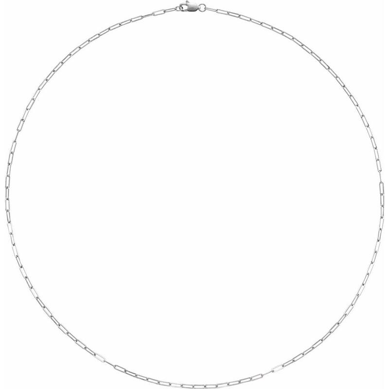 Curata 14k White Gold 7 Inch Polished Flat Cable Chain Bracelet With Lobster Clasp
