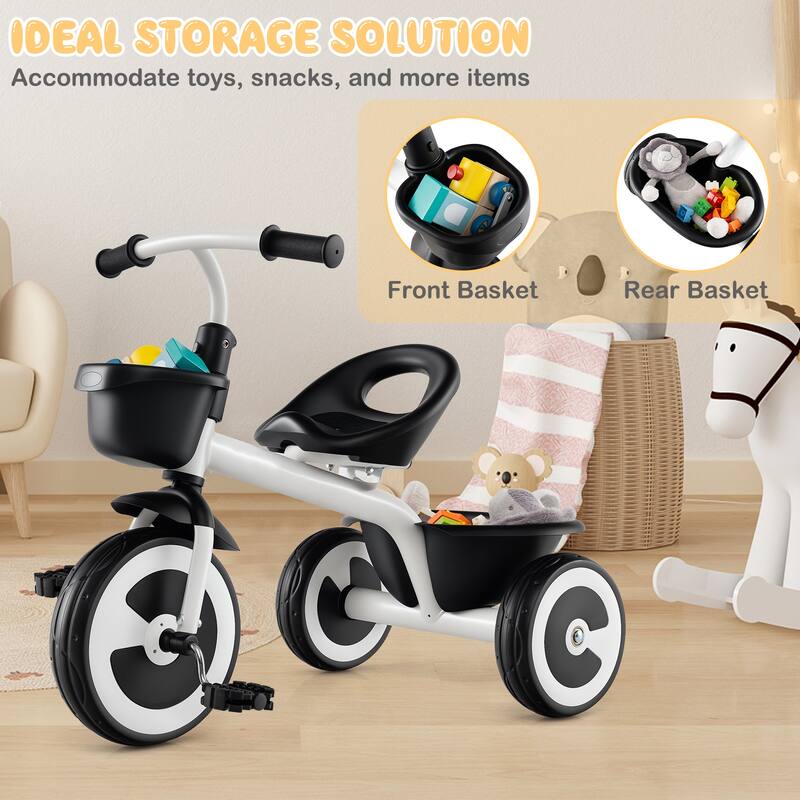 Toddler Tricycle for Boys and Girls with Carbon Steel Frame Indoor and Outdoor Kids Pedal Bike - 30" × 18" × 24"