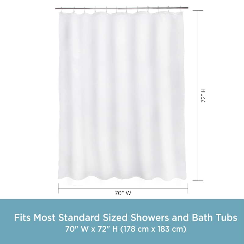 Kenney Water Repellant Fabric Shower Curtain, 70" W x 72" H - White