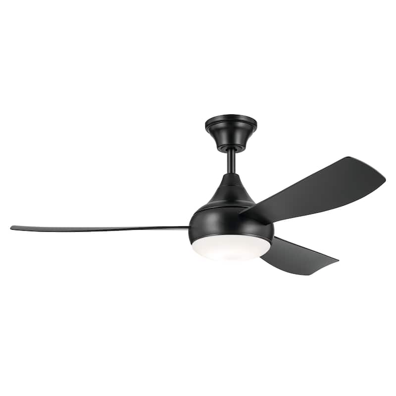 Kichler Lighting Ample 54 in. Integrated LED Indoor/Outdoor Dual Mount Ceiling Fan - Satin Black - 54 in