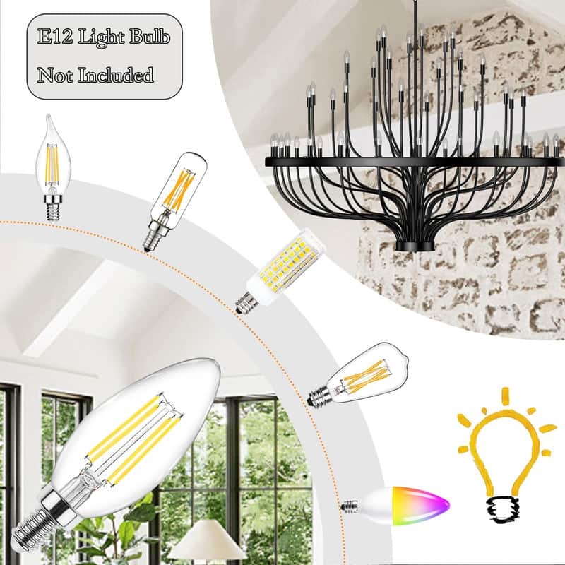 Modern Farmhouse Candle Chandelier Black Large Wagon Wheel Chandeliers