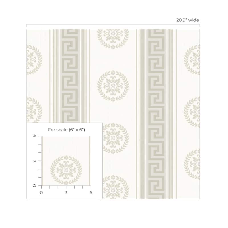 Seabrook Designs Classico Medallion Stripes Non-Woven Unpasted Wallpaper