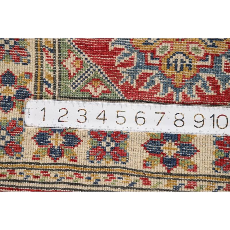 Geometric Kazak Oriental Foyer Rug Hand-Knotted Red Wool Carpet - 2'0"x 3'0"